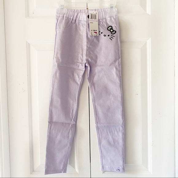 Hello Kitty Girls Purple Sparly Metallic Pants 6 - Picture 2 of 13
